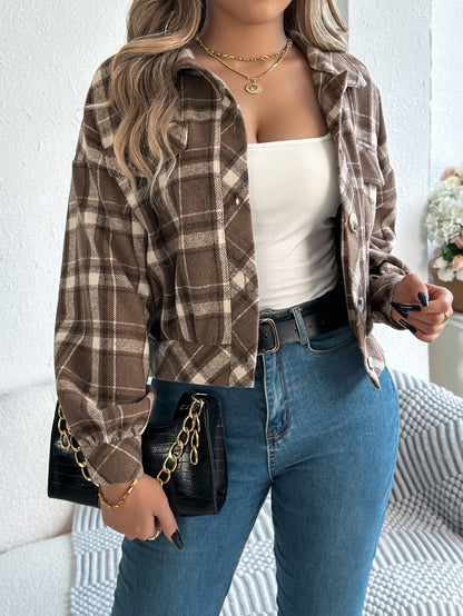 Short Plaid Denim Jacket