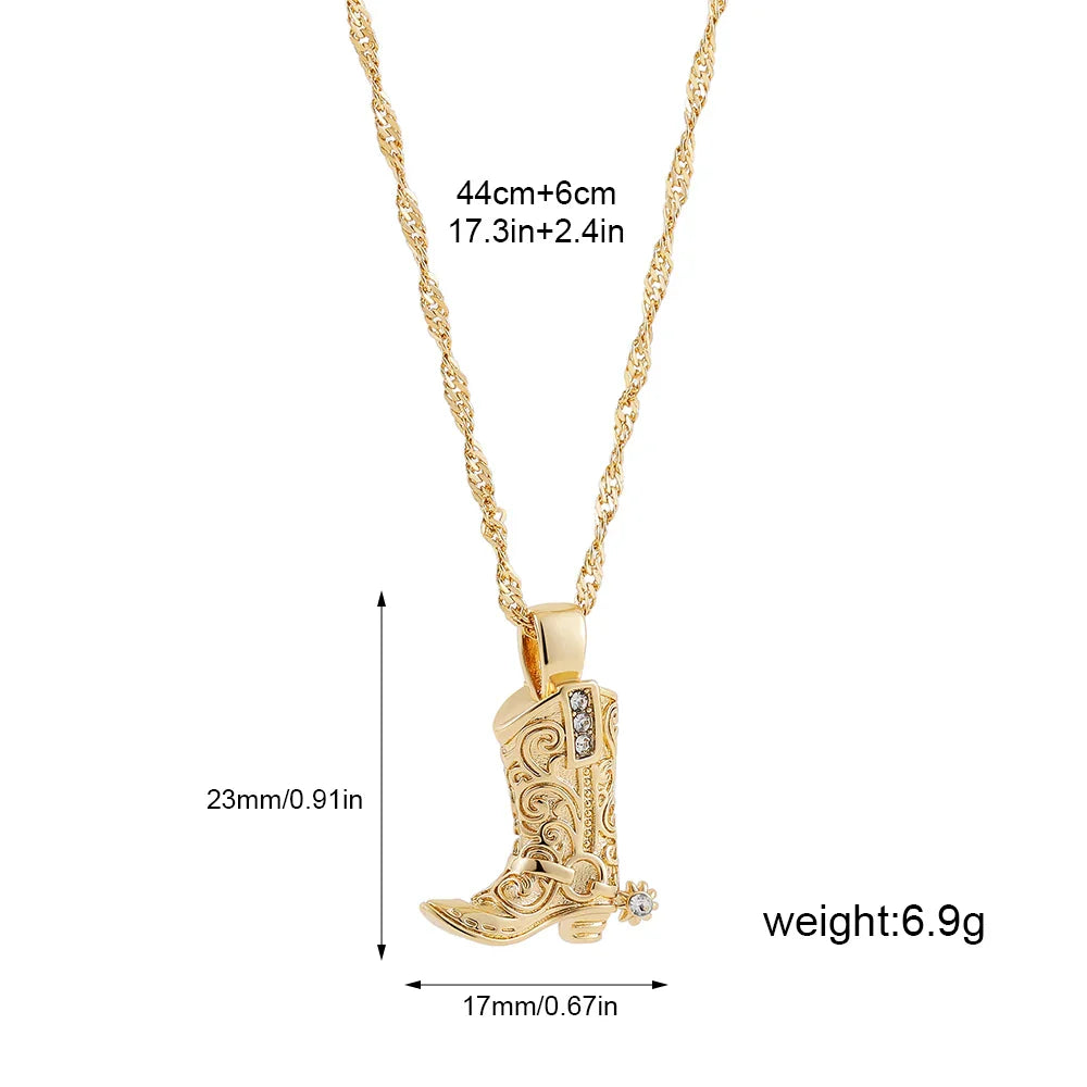 Western Style Boot Pendant Necklace