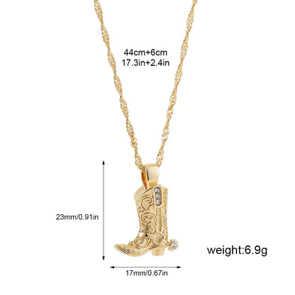Western Style Boot Pendant Necklace