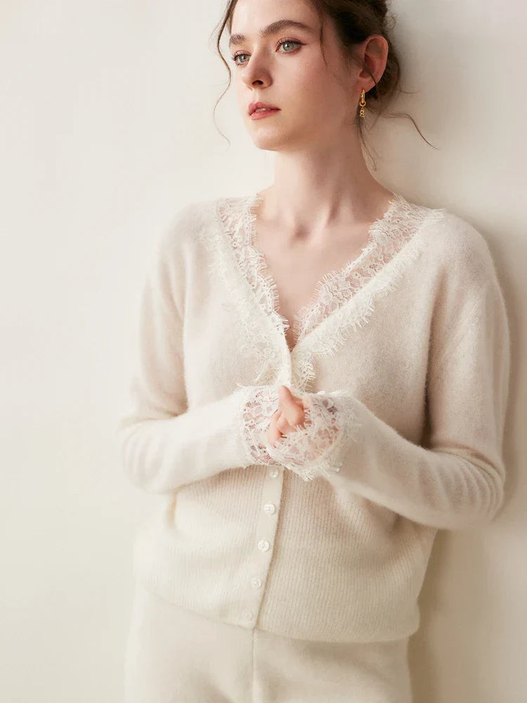Feminine Lace Cardigan with Button Front