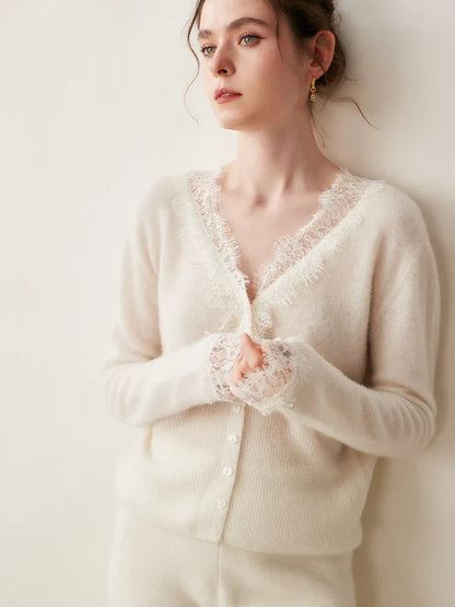 Feminine Lace Cardigan with Button Front