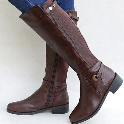 Avery | Women's Chic Tall Leather Block Heel Boots