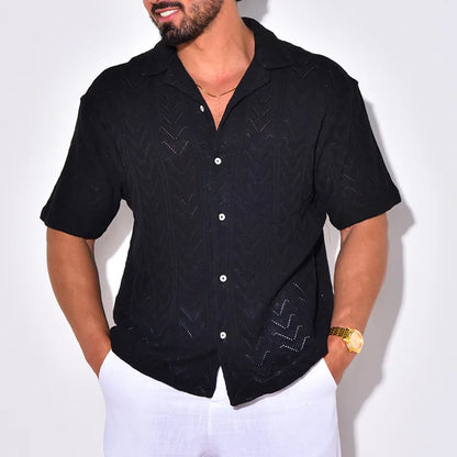 Casual Men's Short Sleeve Knit Shirt with Pocket