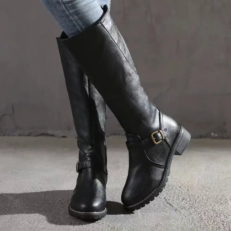 Tall Brown Leather Riding Boots - Nocini