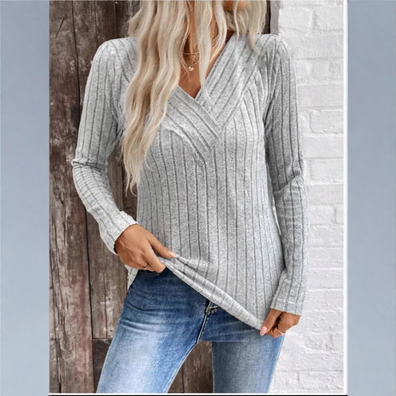Classic Crew Neck Striped Knit Sweater