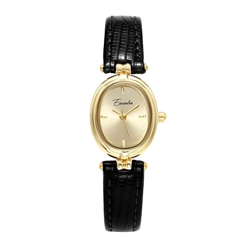 Elegant Oval Wrist Watch | Leather Strap Adjustable Watch
