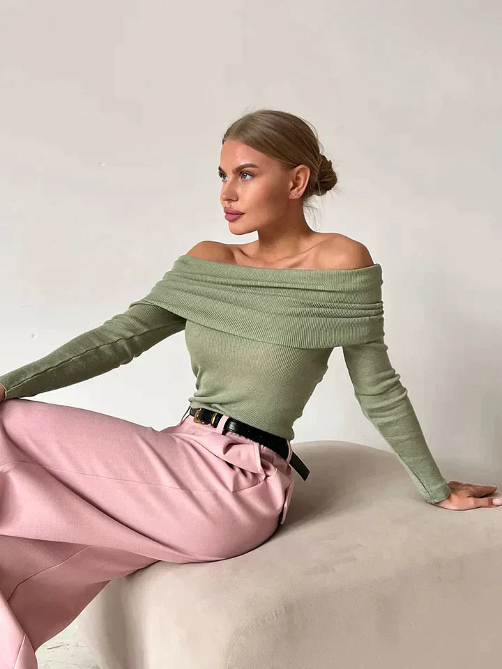 Women's Casual Off Shoulder Long Sleeve Top - Nocini