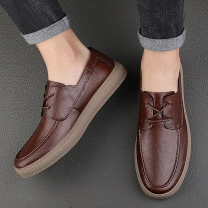 Breathable Perforated Leather Slip On Shoe