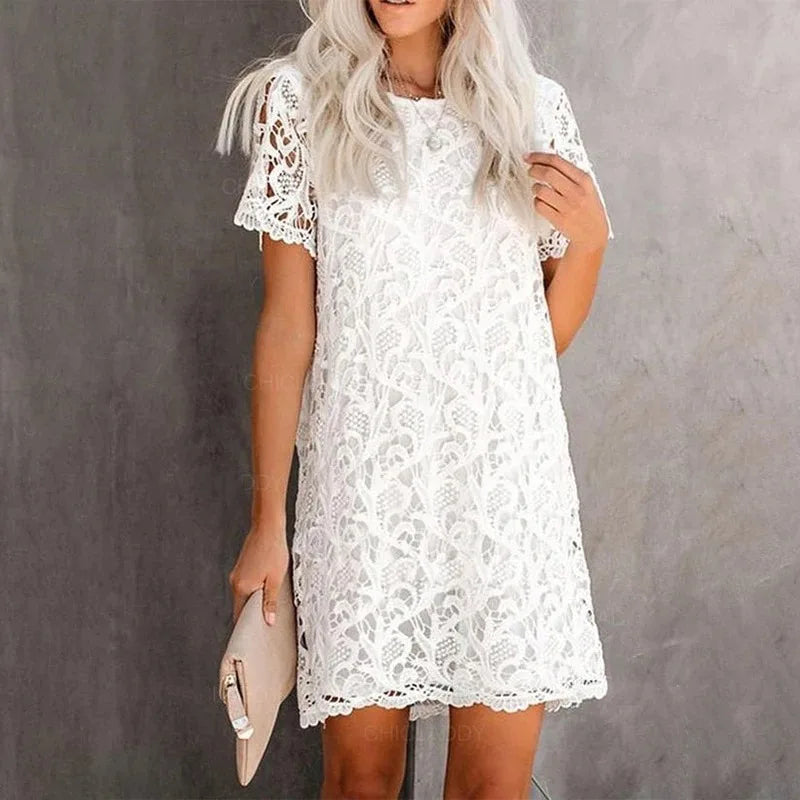 Feminine Floral Knee Length Short Sleeve Dress - Nocini