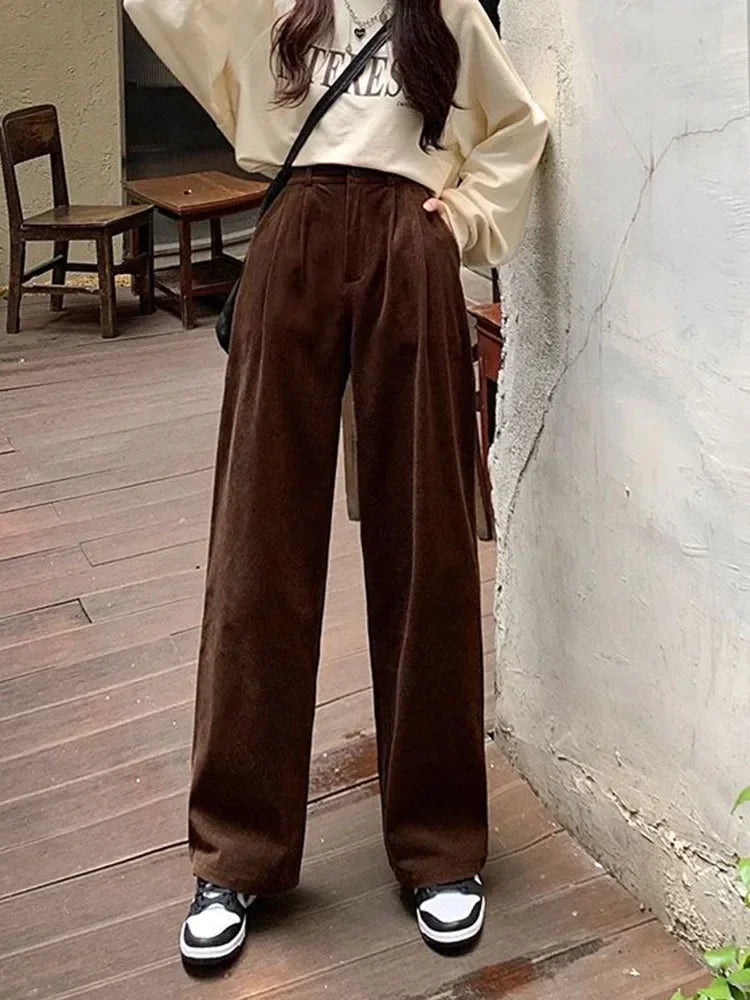Comfortable High Waist Corduroy Pants for Women