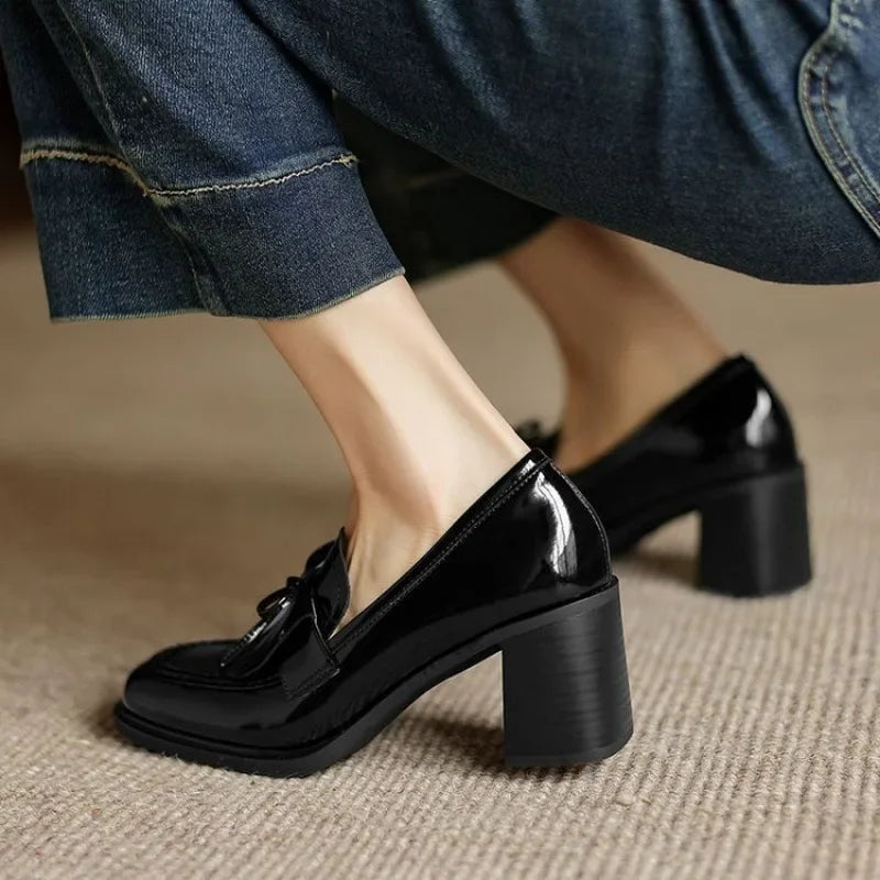Elegant Women's Loafer Heel Shoes