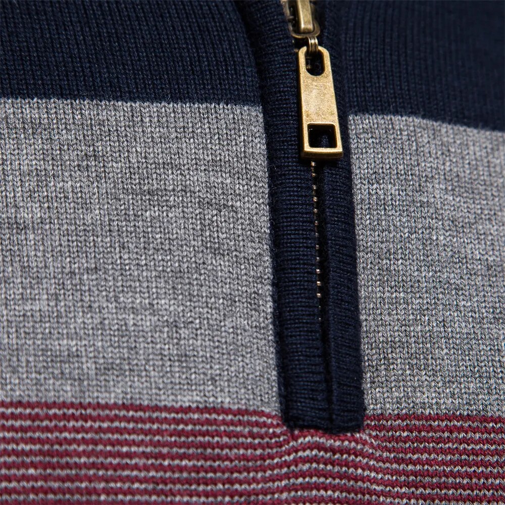 Classic Crew Neck Zip Sweater