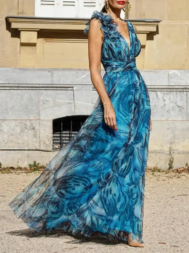Elegant Floral Long Dress - Nocini