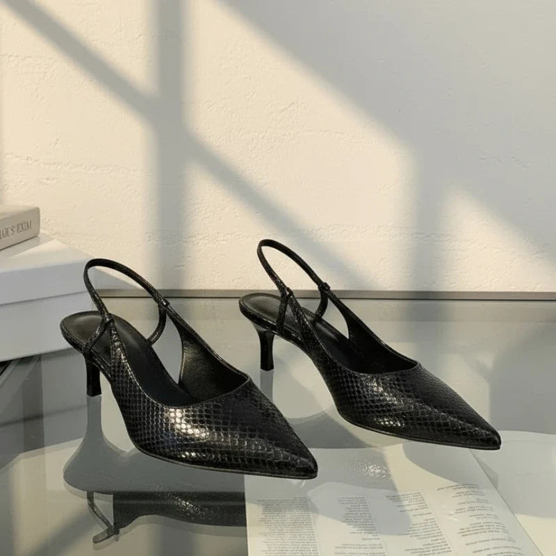 Low Heel Python Pumps
