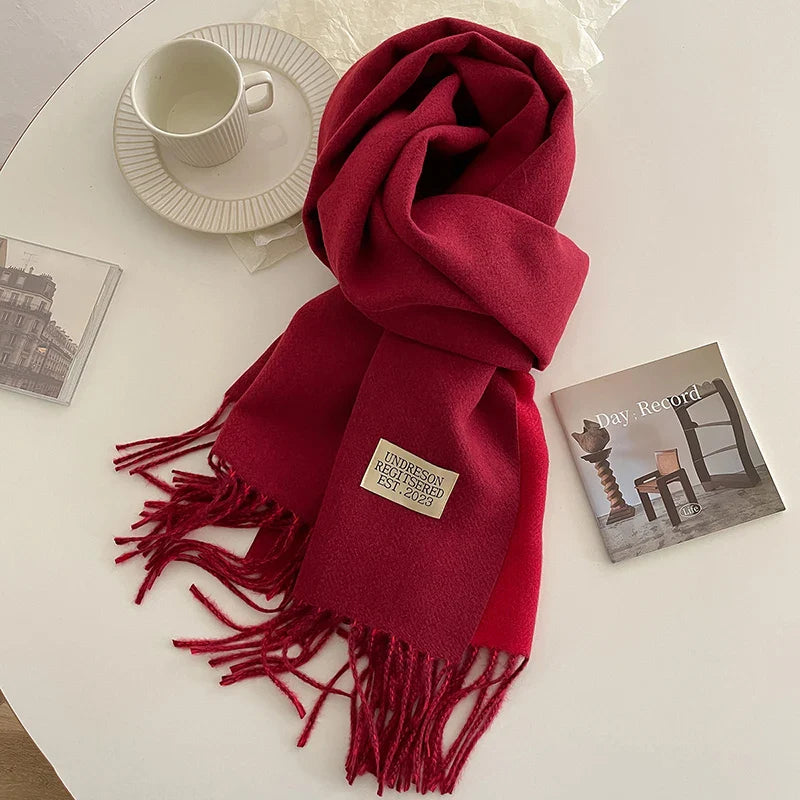 Plush Double Layer Fringe Scarf