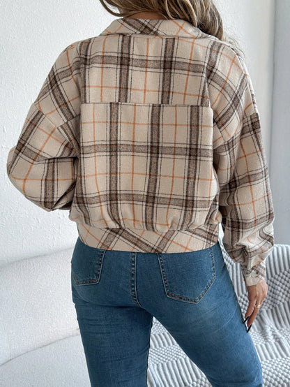 Short Plaid Denim Jacket
