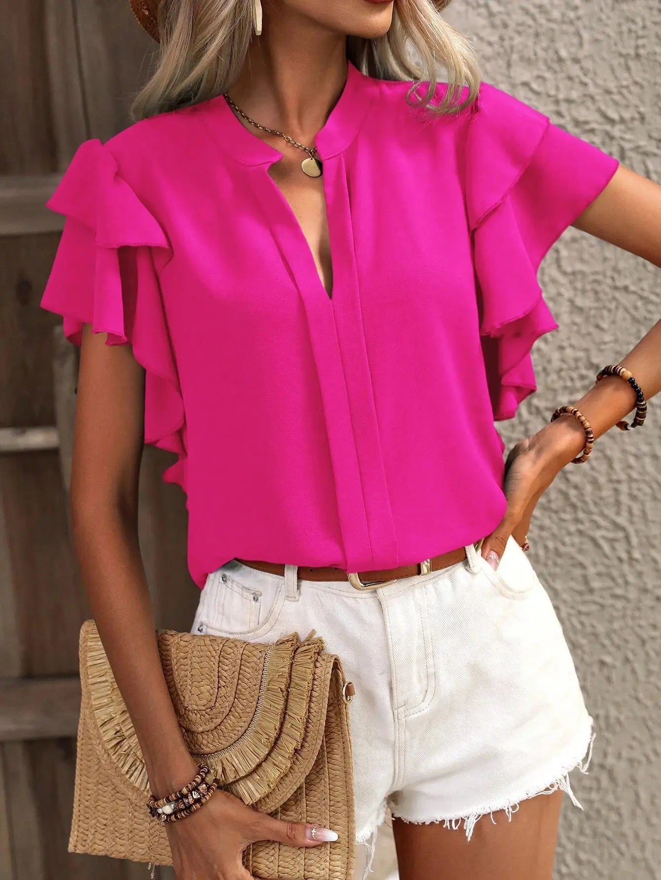 Fashionable Blouse with Beautiful Gathered Sleeves