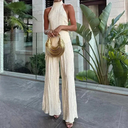 Women's Backless Jumpsuit Wide Leg Comfortable Summer Dress - Nocini