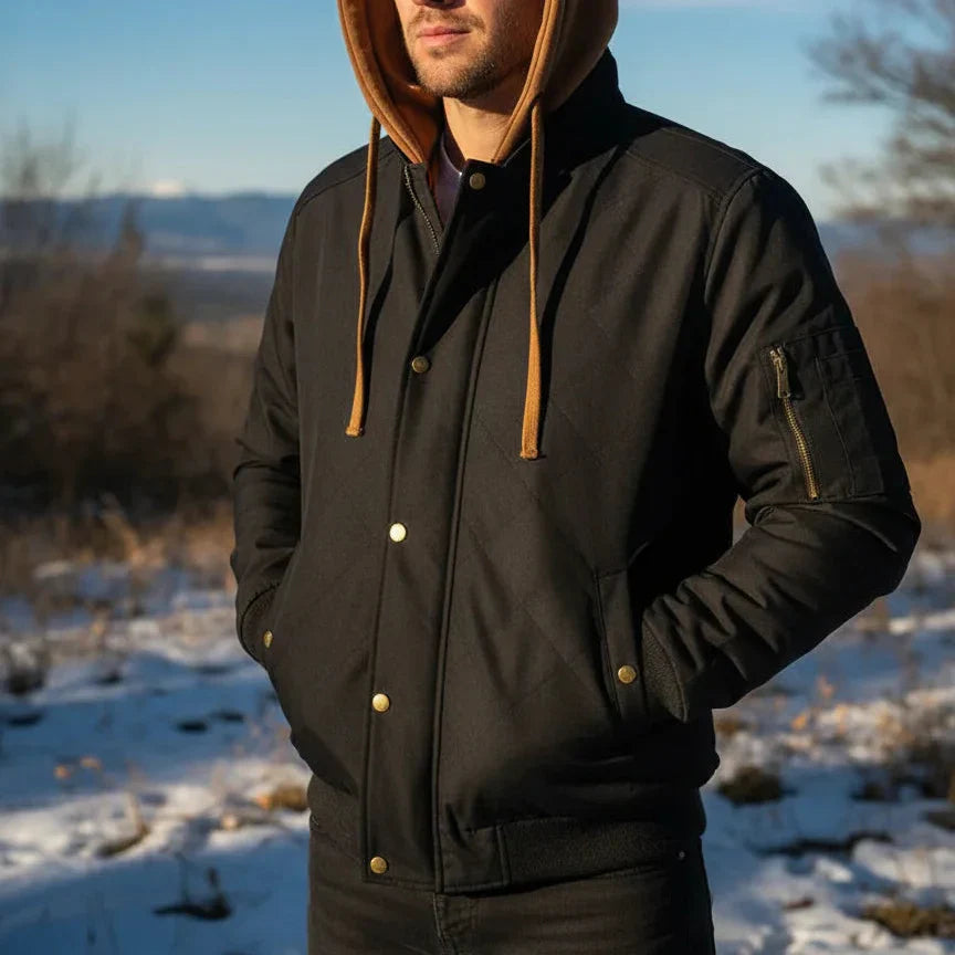Casual Fit Quilted Zip Up Bomber Jacket - Nocini