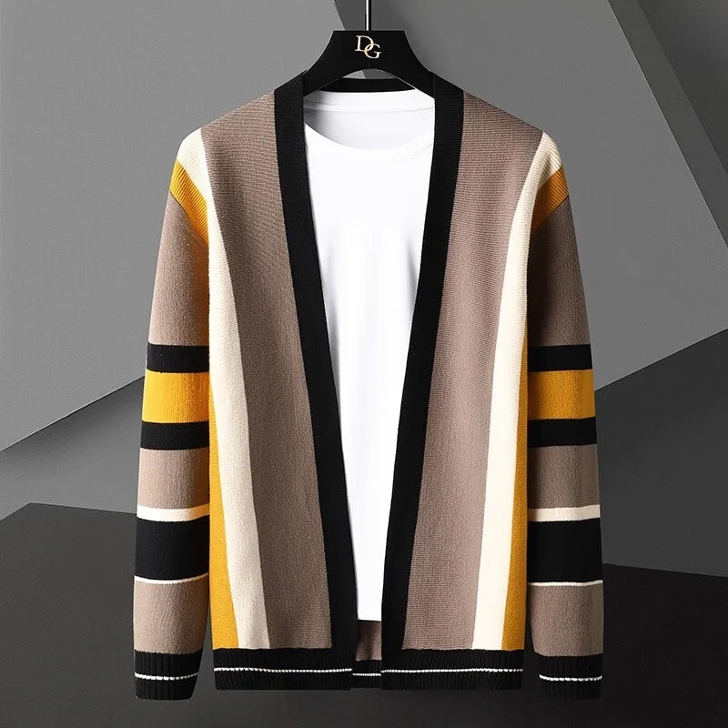 Casual Loose Fit Striped Cardigan - Nocini