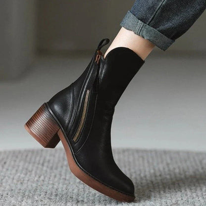 Chic Buckle Ankle Boots for Women - Comfortable Low Heel