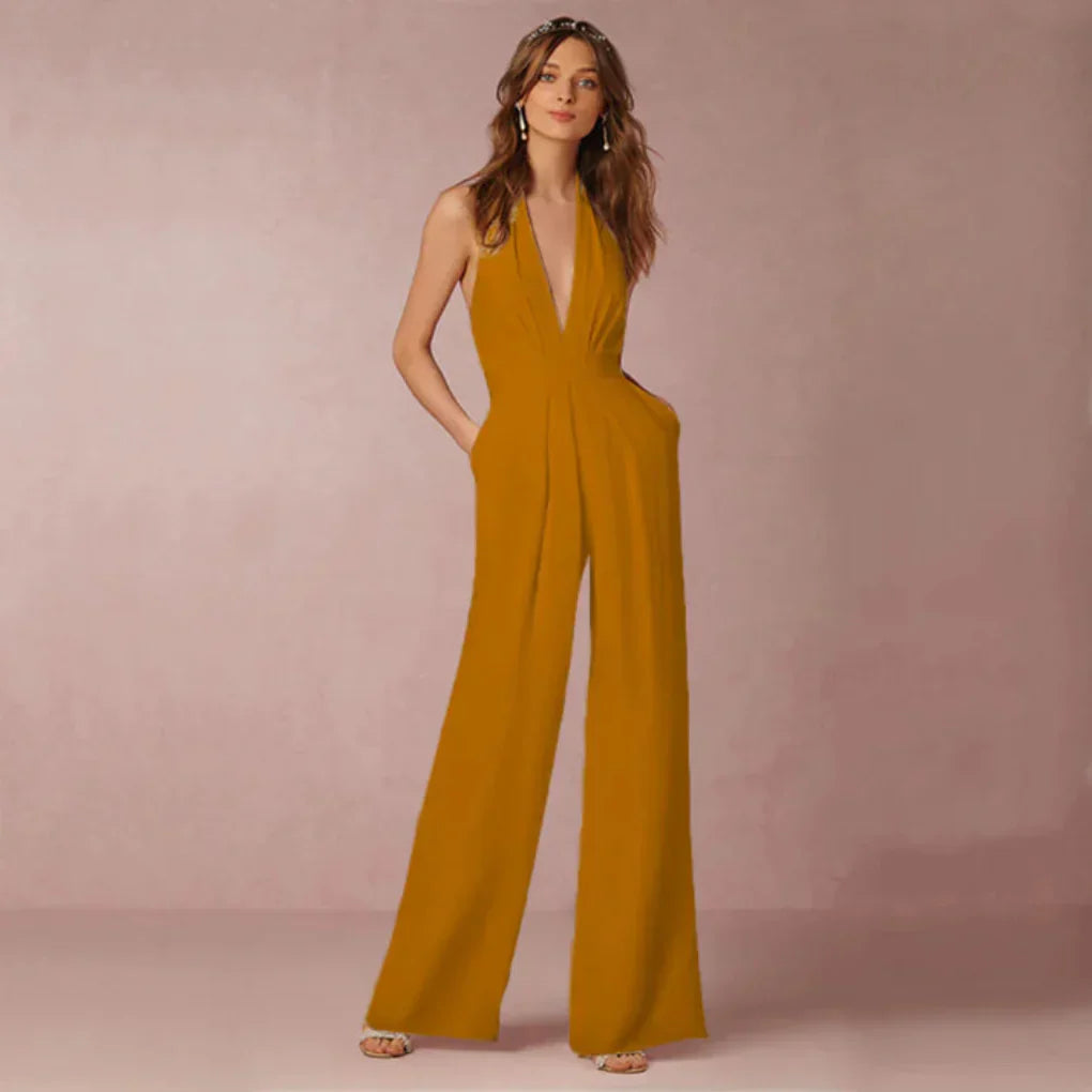 Low Back Halter Neck Jumpsuit
