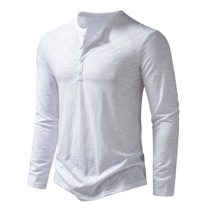 Relaxed Fit Plain Henley Shirt for Men