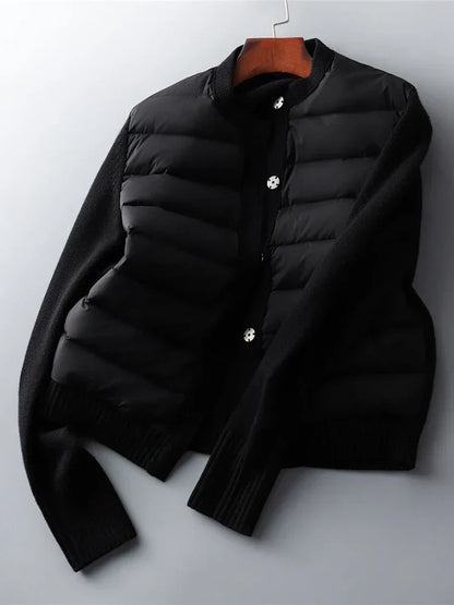 Warm Padded Hybrid Coat | Textured Button Jacket