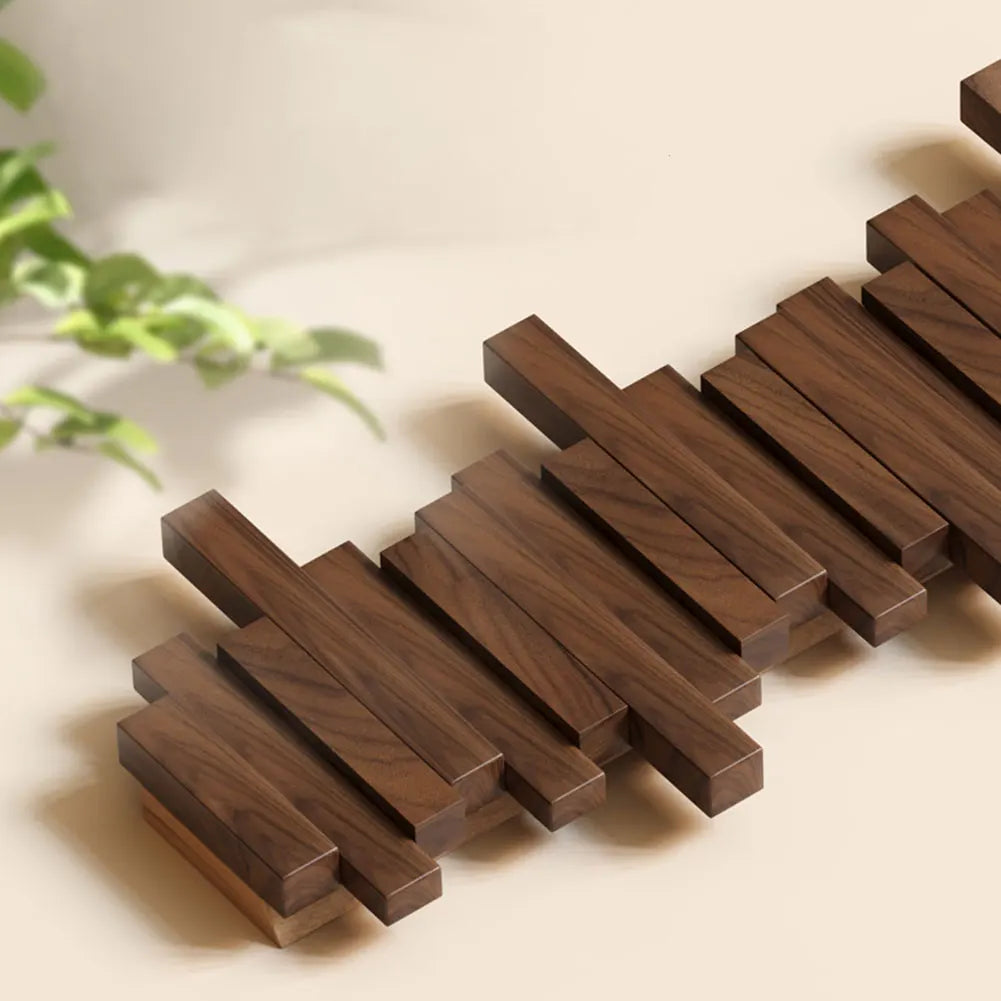 Minimalist Geometric Walnut Wall Hook Rack