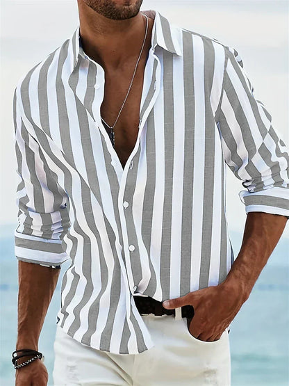 Classic Fit Mens Striped Button Down Shirt