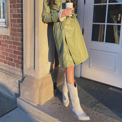 Western Style Metallic Ankle Boots