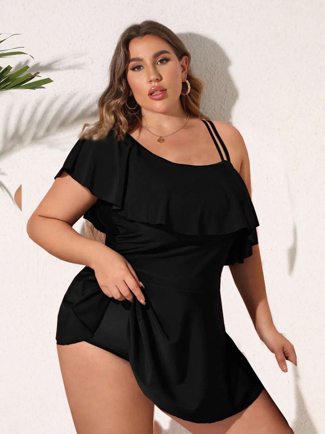 Women's Off Shoulder Dress - Chic Ruffle Detail - Elegant Comfortable