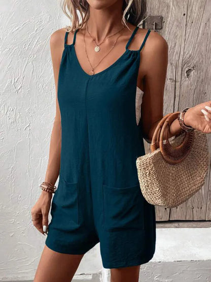 Comfortable Women's Sleeveless Romper with Pockets