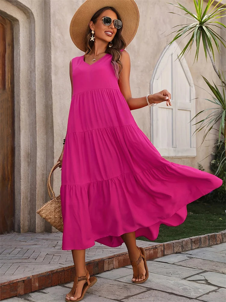 Vibrant Long Sleeve Summer Dress