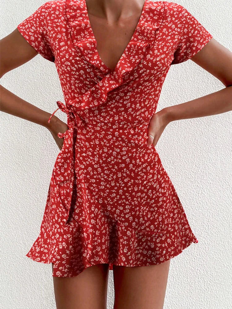 Pretty Floral Midi Wrap Dress - Nocini
