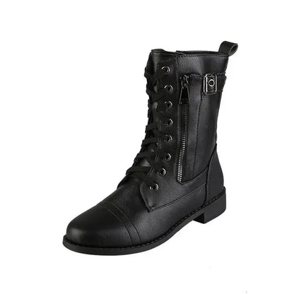 Tough Black Lace Up Ankle Boots