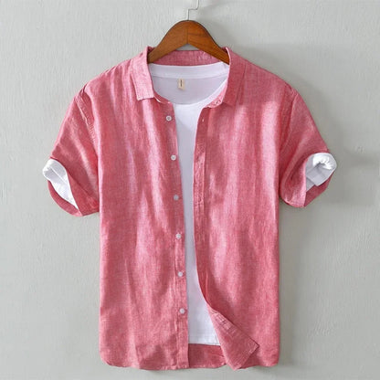 Casual Loose Fit Short Sleeve Button Down Shirt