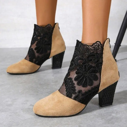 Sexy Lace UpMesh Ankle Boots - Olytrend