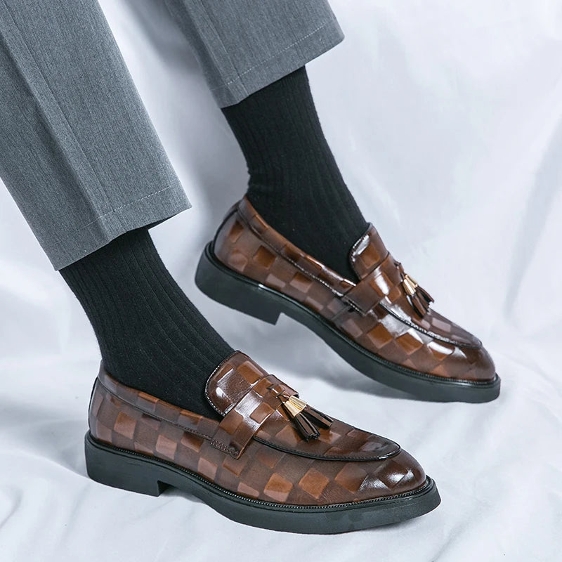 Luxury Leather Tassel Slip On Shoes for Men - Nocini