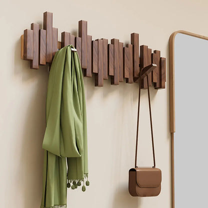 Minimalist Geometric Walnut Wall Hook Rack