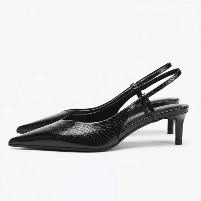 Low Heel Python Pumps