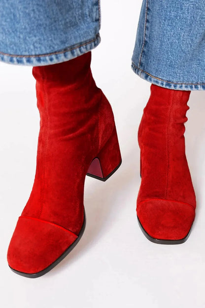 Elegant High Heel Square Toe Boots