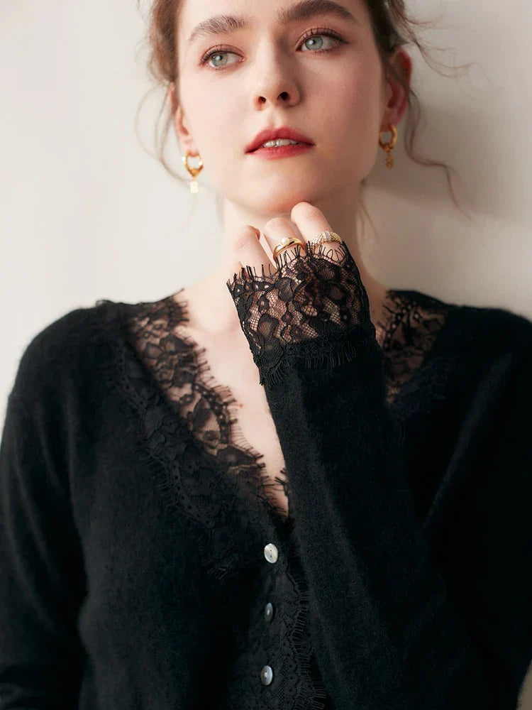 Feminine Lace Cardigan with Button Front