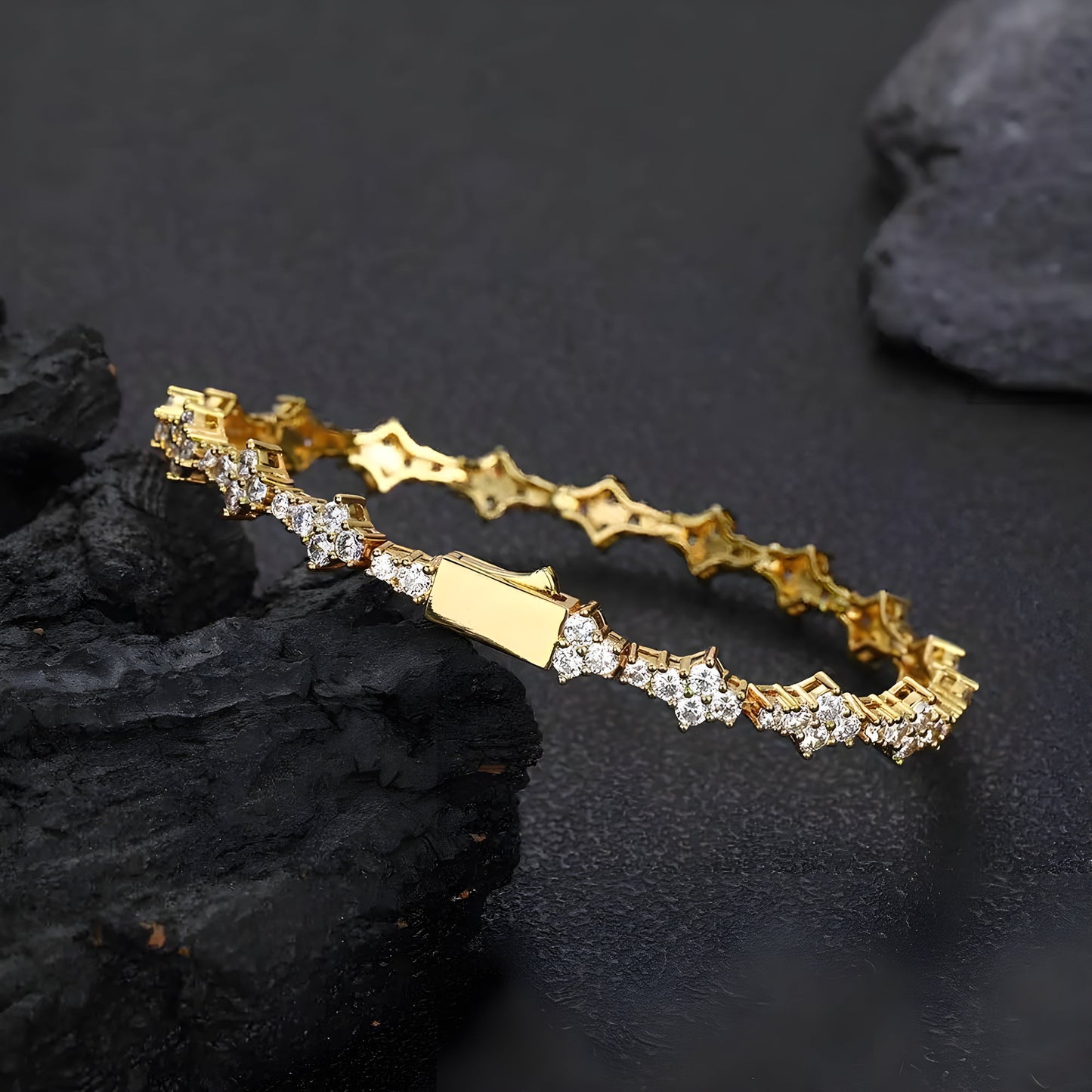 Sparkling Flower Charm Bracelet