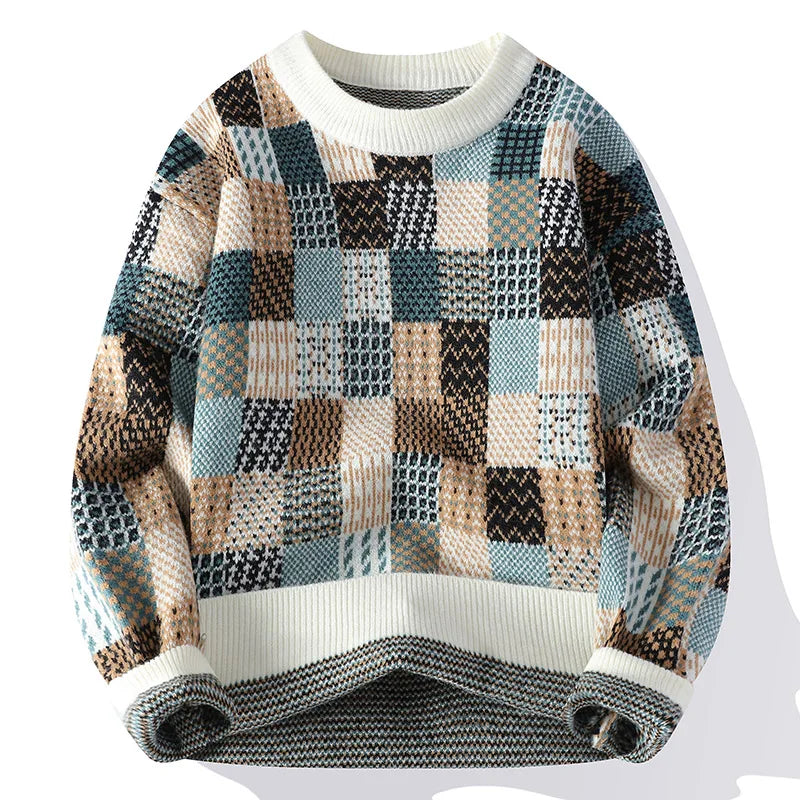 Casual Oversized Patchwork Crew Sweater