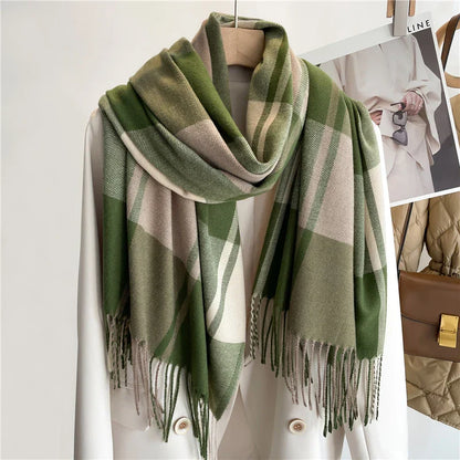 Big Check Fringed Scarf