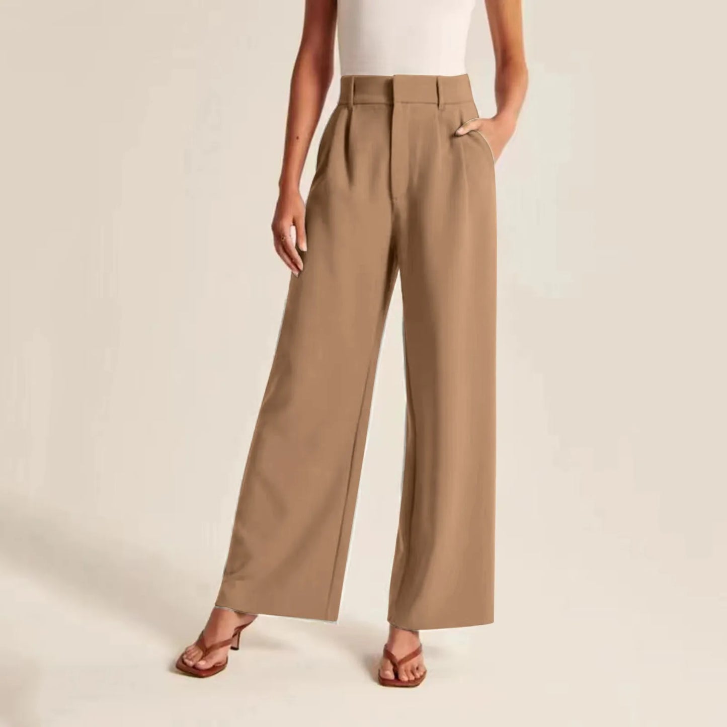 High Waisted Slim Fit Women's Trousers