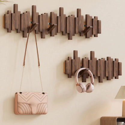 Minimalist Geometric Walnut Wall Hook Rack