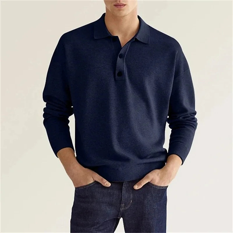 Classic Fit Mens Polo Shirt with Ribbed Cuffs