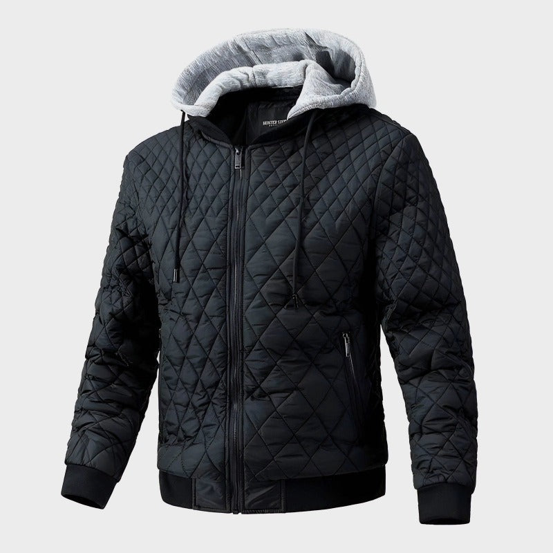 Warm Padded Bomber Jacket with Hood - Nocini